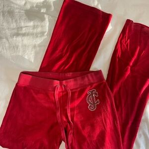 Juicy Couture Red Velour Track Pants